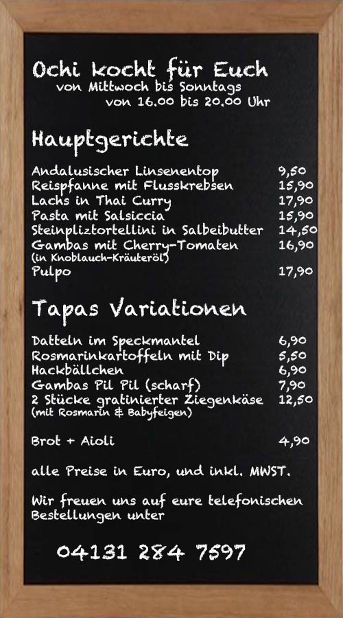 Tapas + Speisekarte Ochi’s Barcelona